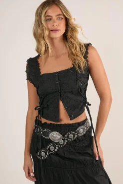 Soft Corset Broderie Lace Up Side Top | Nasty Gal