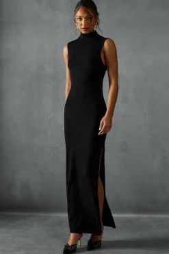 Soft Knit Grown On Neck Sleeveless Split Leg Maxi Dress | Nasty Gal