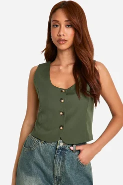 Square Neck Crop Waistcoat | Nasty Gal