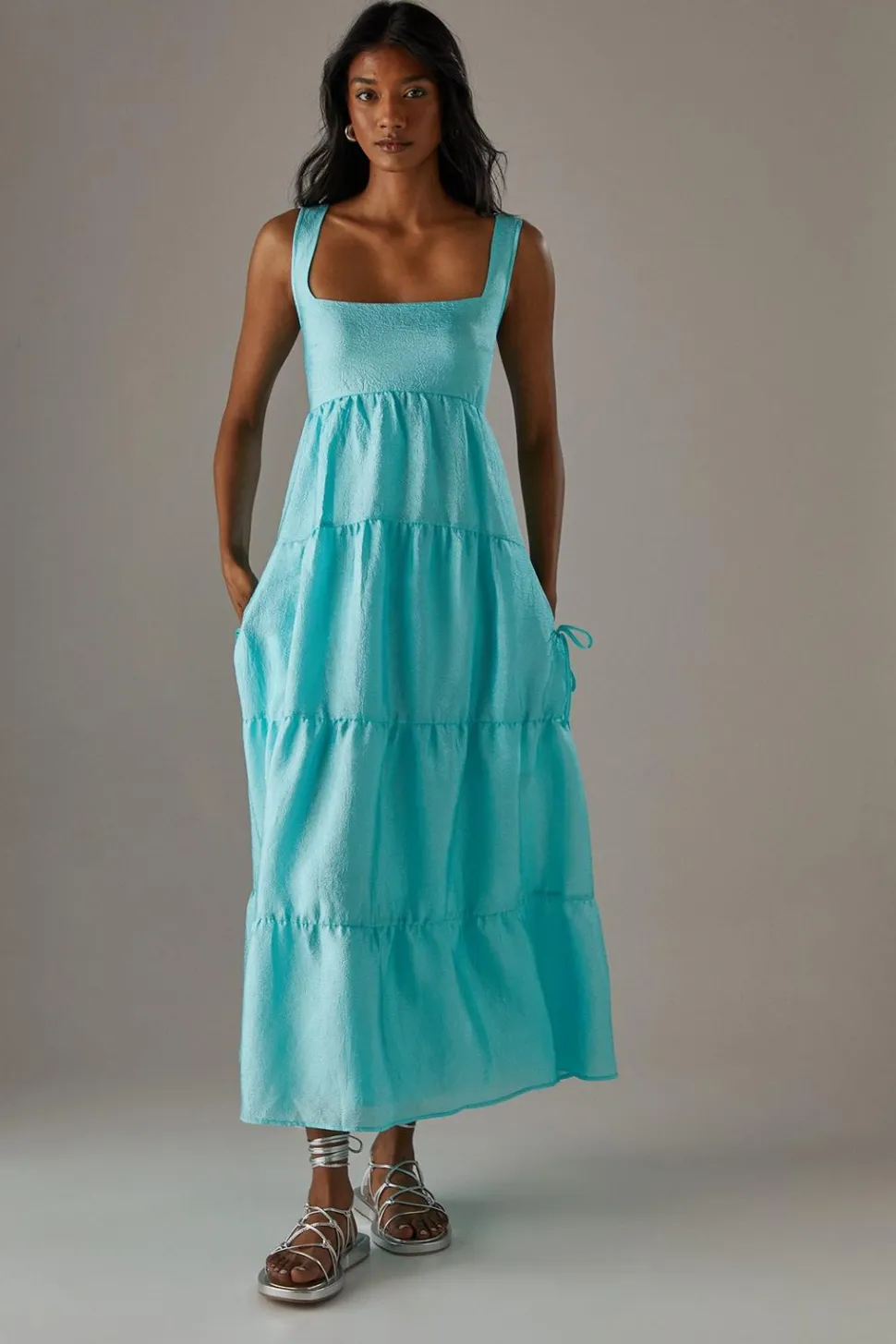 Square Neck Smock Midi With Below Pocket | Nasty Gal