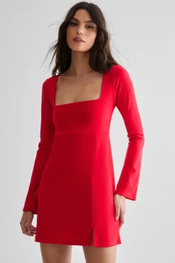 Square Neckline Long Sleeve Mini Dress | Nasty Gal