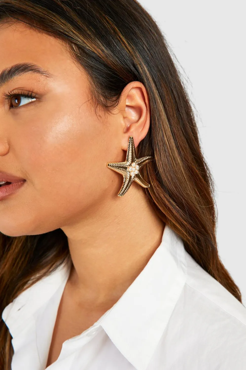 Statement Pearl Detail Starfish Earrings | Nasty Gal