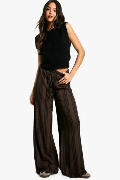 Stripe Drawstring Waist Wide Leg Trousers | Nasty Gal