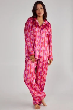 Stripe Heart Oversized Shirt Pajama Pants Set | Nasty Gal