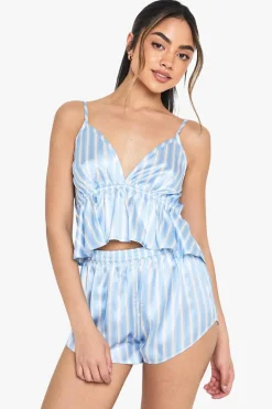 Stripe Satin Cami Top & Shorts Pyjama Set | Nasty Gal