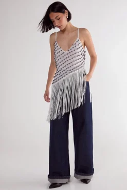 Studded Asymmetric Fringed Cami Top | Nasty Gal