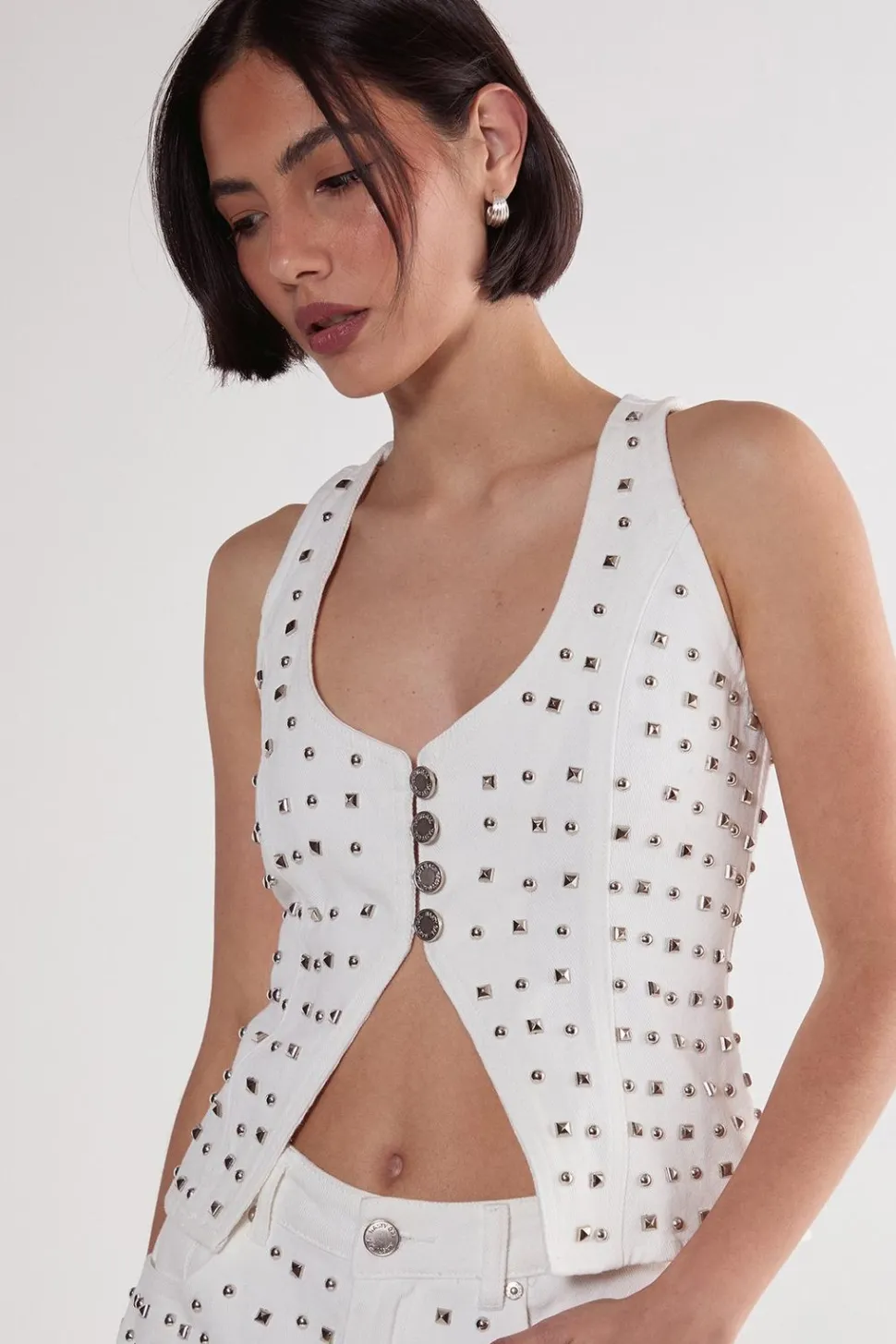 Studded Denim Corset Top | Nasty Gal