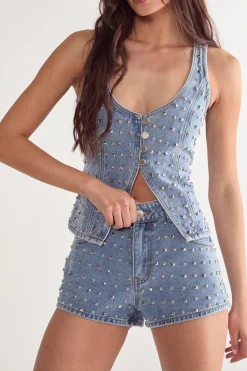 Studded Denim Shorts | Nasty Gal