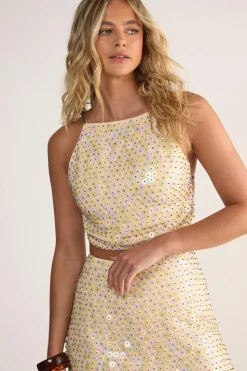 Studded Sequin Beaded Strap Crop Top | Nasty Gal