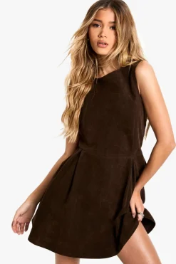 Suede Box Pleat Mini Dress | Nasty Gal