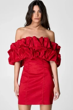Taffeta Ruched Bardot Mini Dress | Nasty Gal