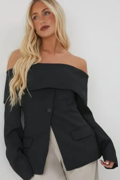 Tailored Bardot Fitted Blazer Top | Nasty Gal