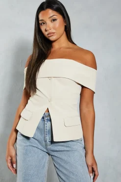 Tailored Bardot Sleeveless Blazer Top | Nasty Gal