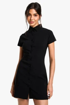 Tailored Button Down Collared A-Line Mini Dress | Nasty Gal