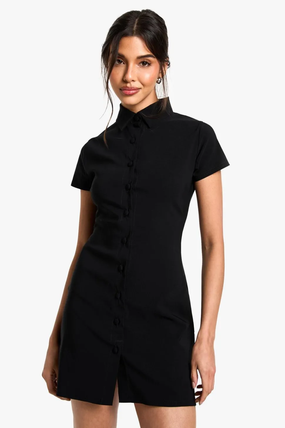 Tailored Button Down Collared A-Line Mini Dress | Nasty Gal