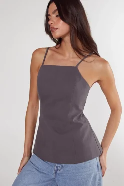Tailored Cotton Twill Backless Longline Top | Nasty Gal