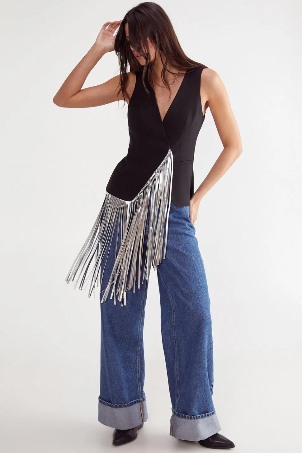 Tailored Faux Leather Fringed Top | Nasty Gal