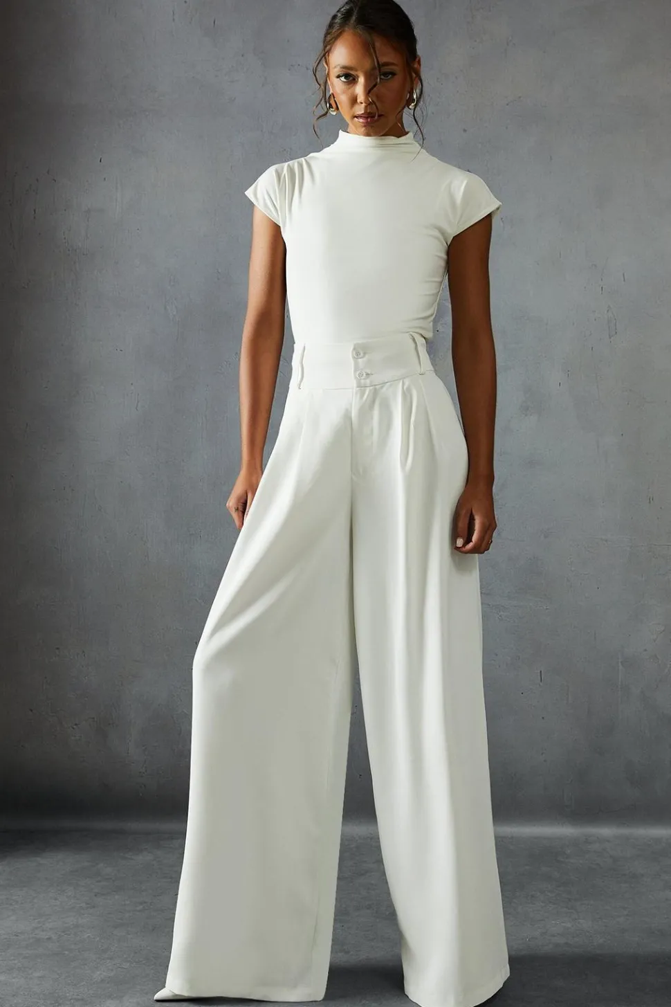 Tailored High Waisted Button Detail Trousers | Nasty Gal
