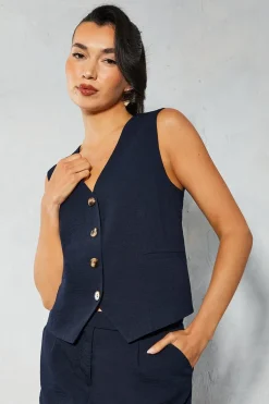 Tailored Linen Look Waistcoat | Nasty Gal
