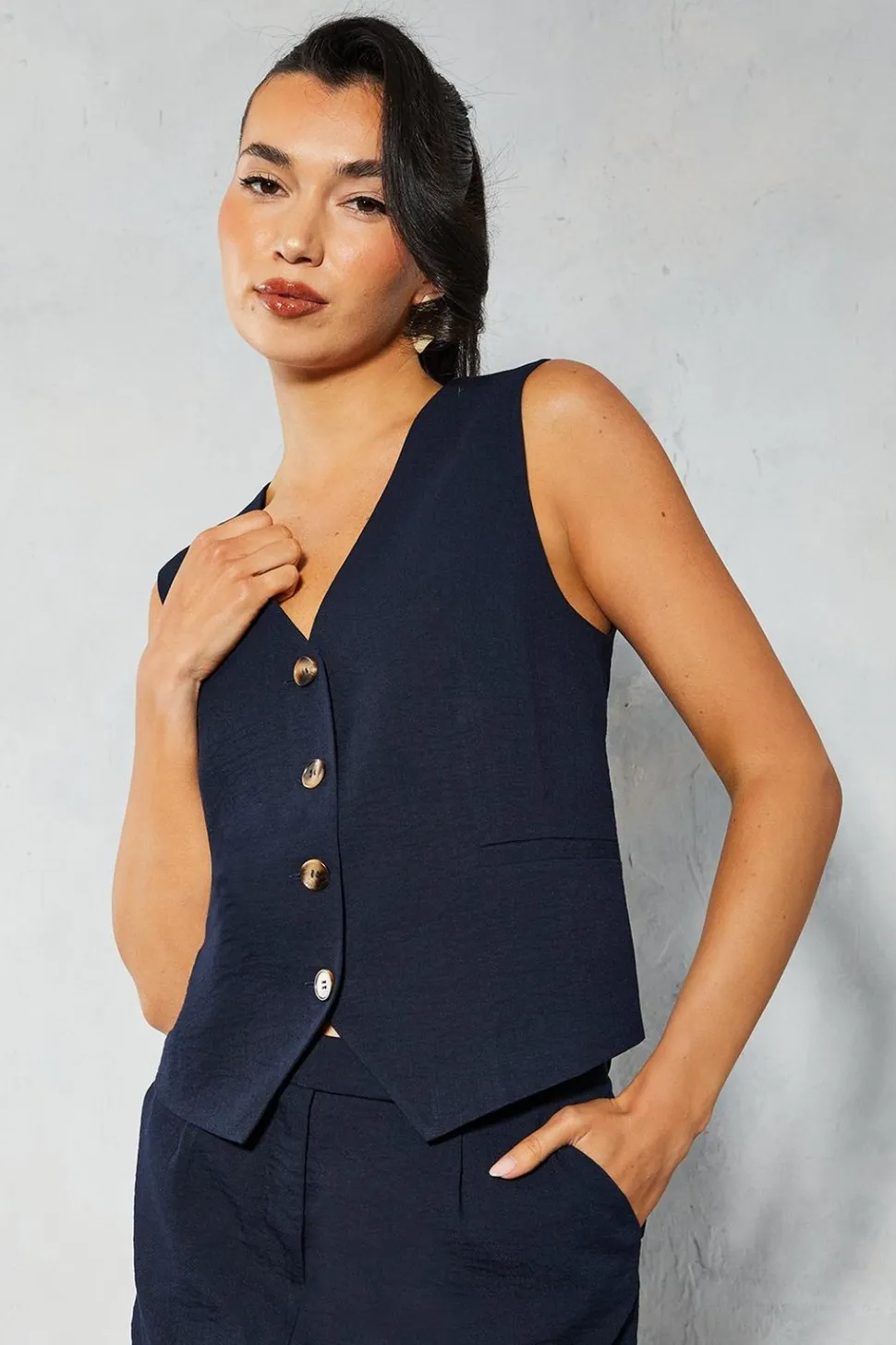 Tailored Linen Look Waistcoat | Nasty Gal