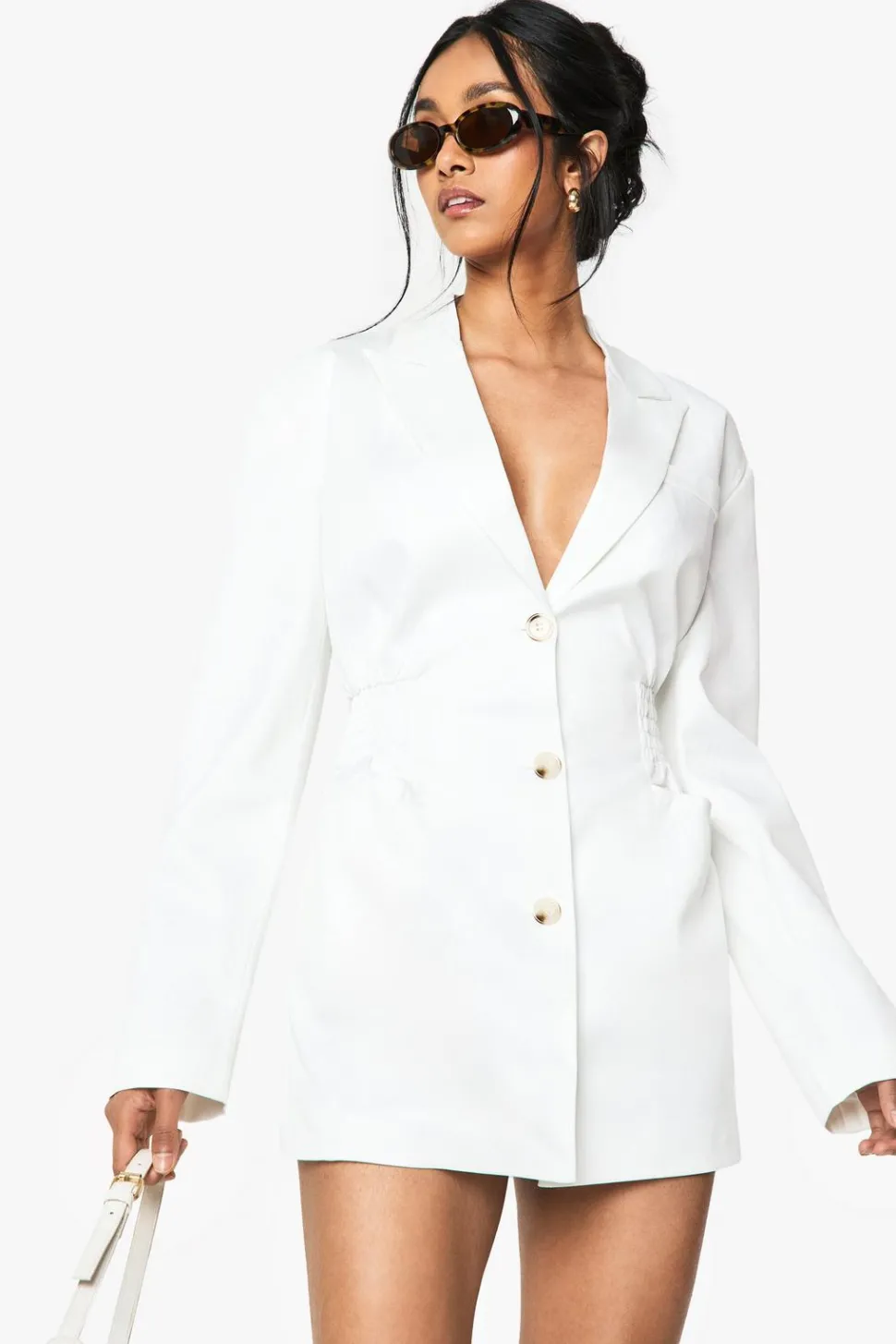 Tailored Ruched Cinched Waist Blazer Dress | Nasty Gal