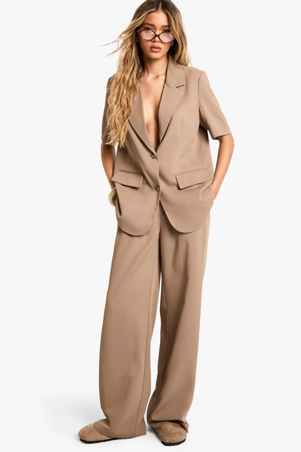 Tailored Woven Pleated Wide Leg Trousers | Nasty Gal