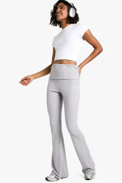 Tall Fold Over Waist Soft Rib Flare Trouser | Nasty Gal