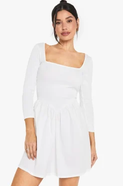Tall Jersey Rib Cotton Mix Long Sleeve Mini Dress | Nasty Gal