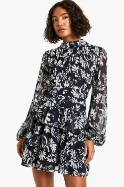 Tall Mono Floral High Neck Skater Dress | Nasty Gal