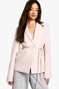 Tall Textured Tie Detail Blazer | Nasty Gal