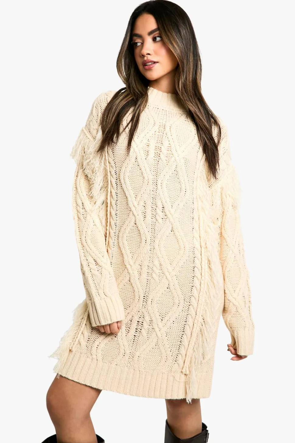 Tassel Knitted Cable Mini Jumper Dress | Nasty Gal