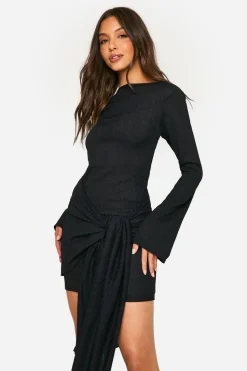 Texture Wrap Tie Front Mini Dress | Nasty Gal