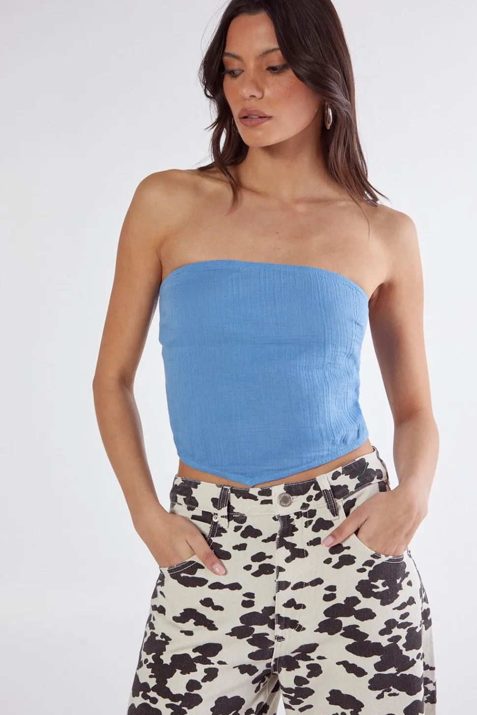 Textured Casual Hanky Hem Tie Back Top | Nasty Gal