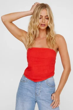 Textured Casual Hanky Hem Tie Back Top | Nasty Gal