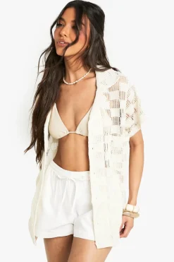 Textured Crochet Knitted Shirt | Nasty Gal