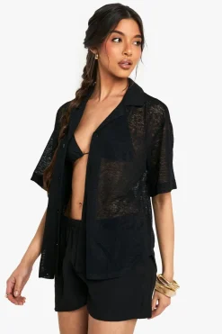 Textured Crochet Sheer Knitted Shirt | Nasty Gal