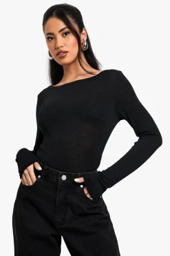 Textured Mesh Boat Neck Long Sleeve Top | Nasty Gal