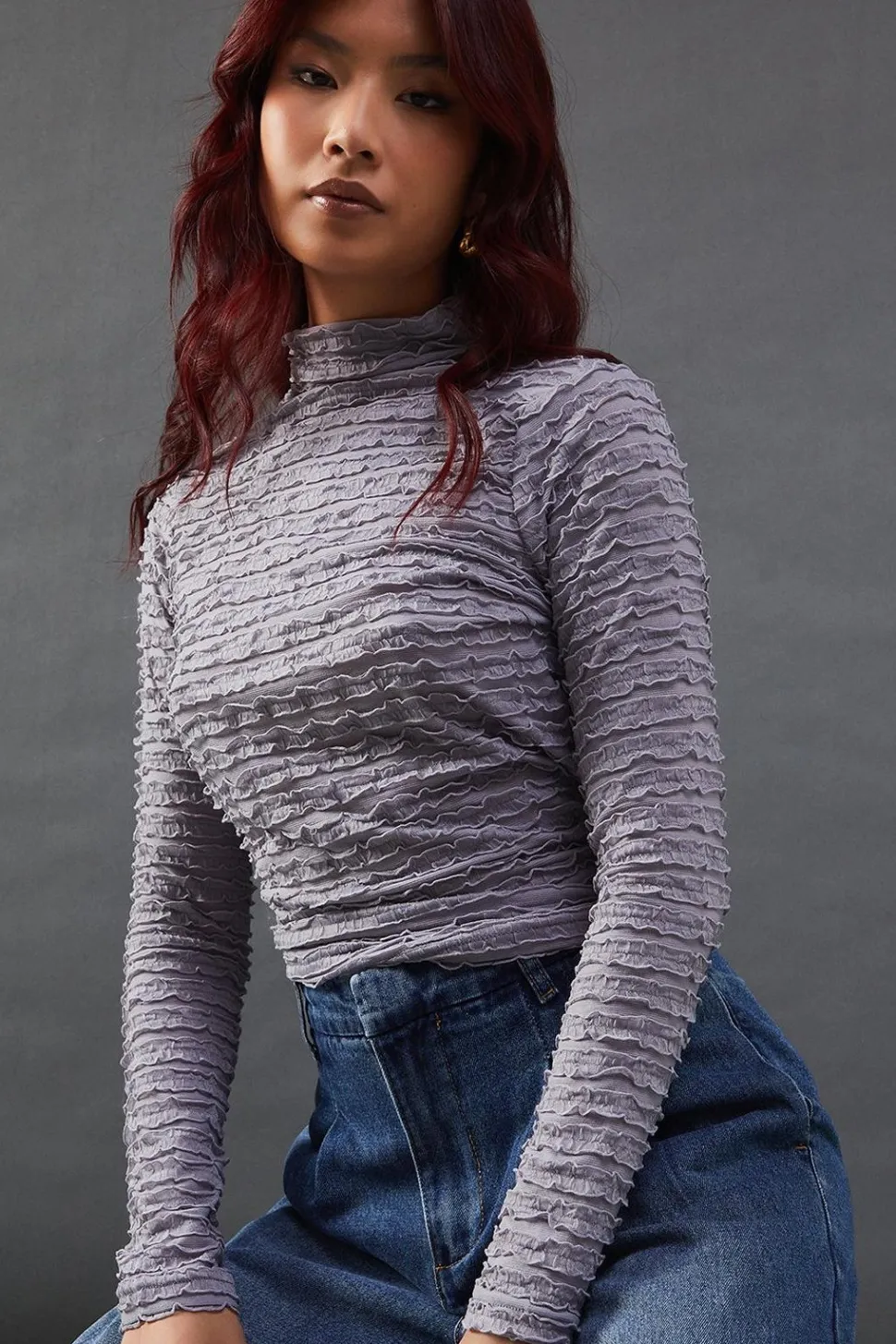 Textured Mesh High Neck Top | Nasty Gal