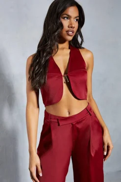 Textured Satin Halter Neck Top | Nasty Gal