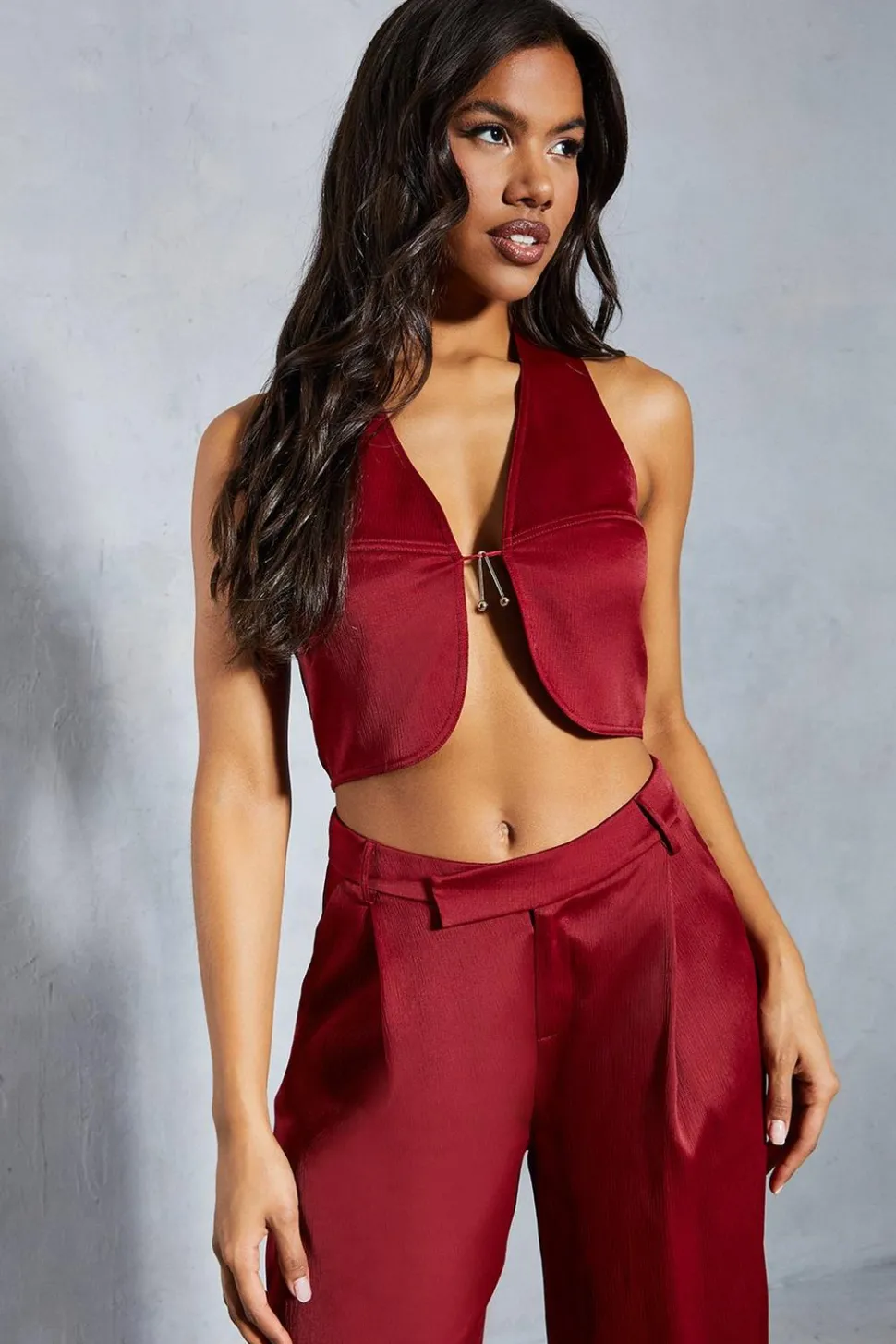 Textured Satin Halter Neck Top | Nasty Gal