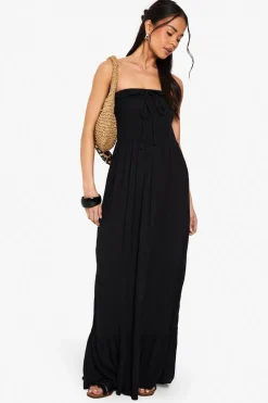 Textured Shirred Bandeau Maxi Dress | Nasty Gal