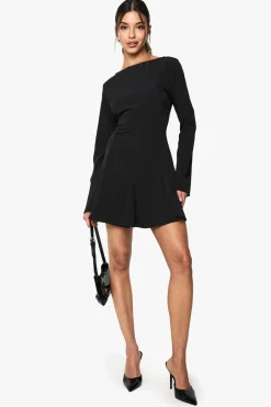 Textured Slash Neck Long Sleeve Godet Mini Dress | Nasty Gal