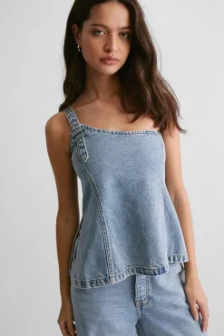 The Denim One Shoulder Top | Nasty Gal