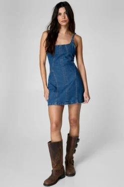 The Denim Strappy Mini Dress | Nasty Gal
