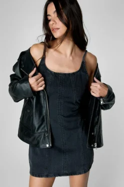 The Denim Strappy Mini Dress | Nasty Gal