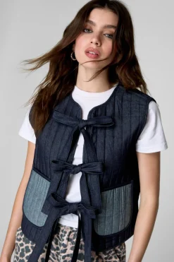 Tie Front Denim Gilet | Nasty Gal