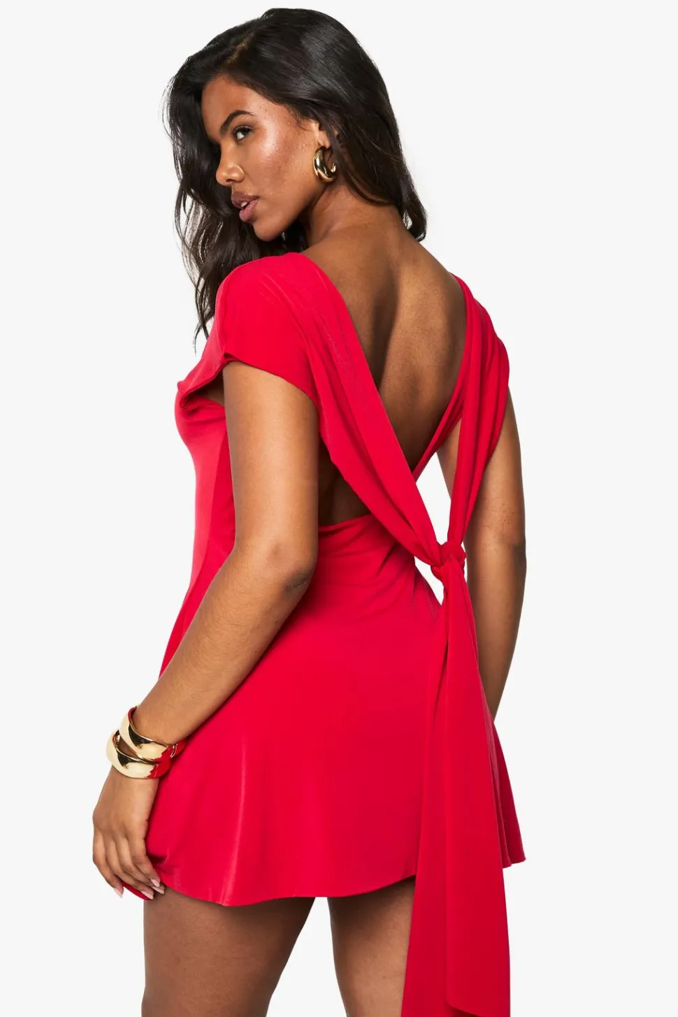 Tie Plunge Back Mini Dress | Nasty Gal