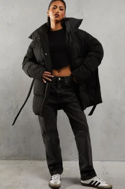 Tie Waist Midi Puffer Coat | Nasty Gal