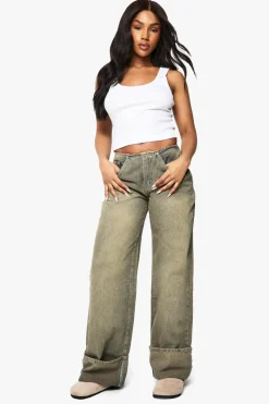 Turn Up Cuff Wide Leg Jean | Nasty Gal