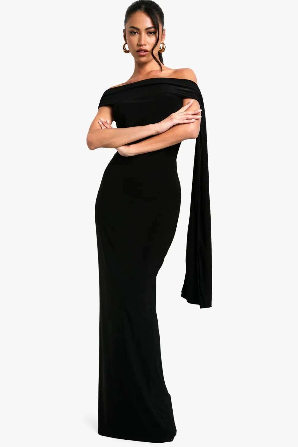 Twist Detail Off Shoulder Drape Maxi Dress | Nasty Gal